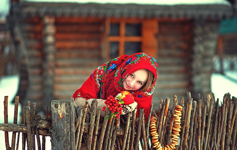 Sexy girl Women in Slavic costumes in Jacksonville